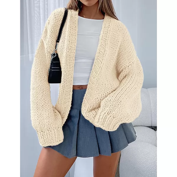 PRETTYGARDEN Womens Fall Open Front Cardigan Sweaters Long Sleeve Loose Fit Chunky Knit Outerwear Trendy Casual OutfitsBeige