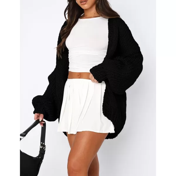 PRETTYGARDEN Womens Fall Open Front Cardigan Sweaters Long Sleeve Loose Fit Chunky Knit Outerwear Trendy Casual OutfitsBlack