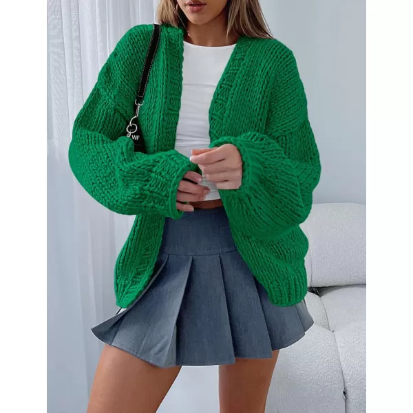 PRETTYGARDEN Womens Fall Open Front Cardigan Sweaters Long Sleeve Loose Fit Chunky Knit Outerwear Trendy Casual OutfitsGreen