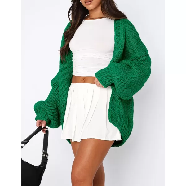 PRETTYGARDEN Womens Fall Open Front Cardigan Sweaters Long Sleeve Loose Fit Chunky Knit Outerwear Trendy Casual OutfitsGreen