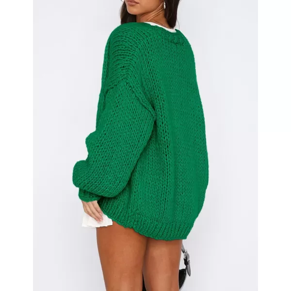PRETTYGARDEN Womens Fall Open Front Cardigan Sweaters Long Sleeve Loose Fit Chunky Knit Outerwear Trendy Casual OutfitsGreen