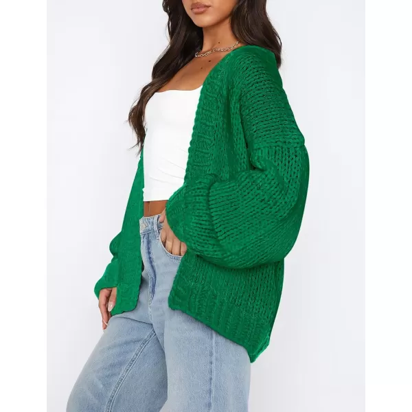 PRETTYGARDEN Womens Fall Open Front Cardigan Sweaters Long Sleeve Loose Fit Chunky Knit Outerwear Trendy Casual OutfitsGreen
