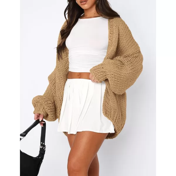 PRETTYGARDEN Womens Fall Open Front Cardigan Sweaters Long Sleeve Loose Fit Chunky Knit Outerwear Trendy Casual OutfitsKhaki