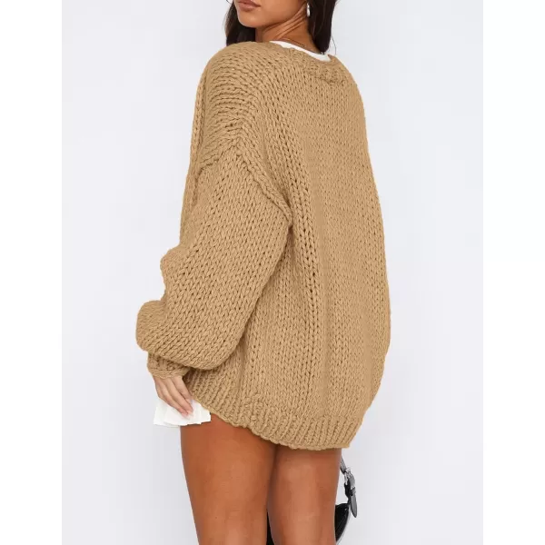 PRETTYGARDEN Womens Fall Open Front Cardigan Sweaters Long Sleeve Loose Fit Chunky Knit Outerwear Trendy Casual OutfitsKhaki
