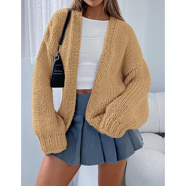 PRETTYGARDEN Womens Fall Open Front Cardigan Sweaters Long Sleeve Loose Fit Chunky Knit Outerwear Trendy Casual OutfitsKhaki