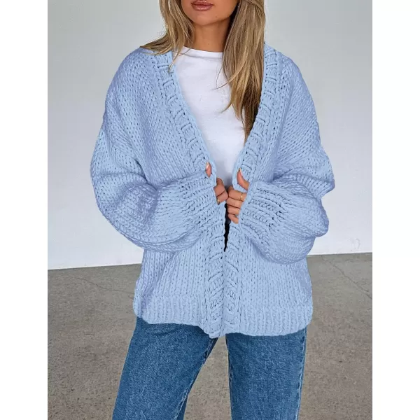 PRETTYGARDEN Womens Fall Open Front Cardigan Sweaters Long Sleeve Loose Fit Chunky Knit Outerwear Trendy Casual OutfitsLight Blue