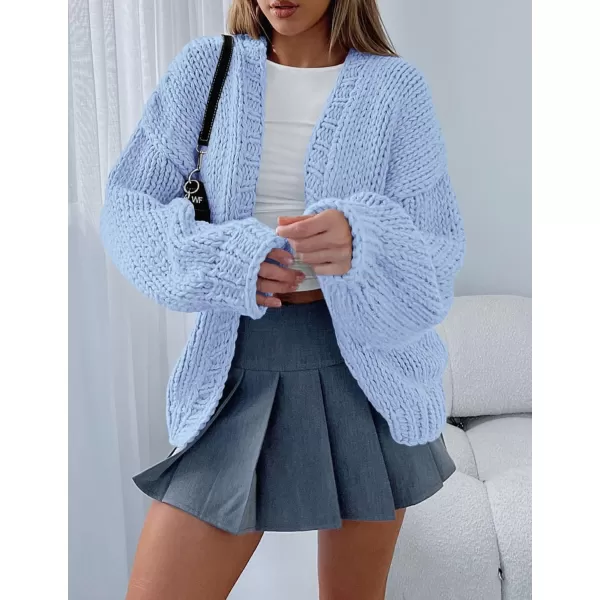 PRETTYGARDEN Womens Fall Open Front Cardigan Sweaters Long Sleeve Loose Fit Chunky Knit Outerwear Trendy Casual OutfitsLight Blue