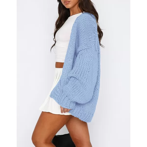 PRETTYGARDEN Womens Fall Open Front Cardigan Sweaters Long Sleeve Loose Fit Chunky Knit Outerwear Trendy Casual OutfitsLight Blue