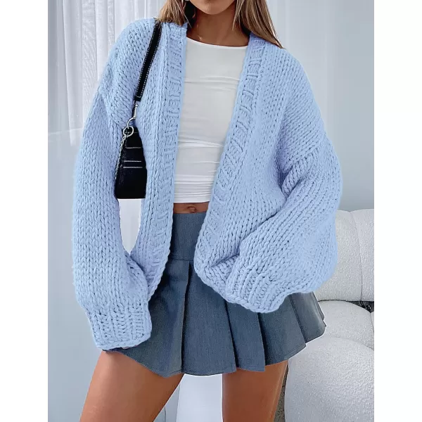 PRETTYGARDEN Womens Fall Open Front Cardigan Sweaters Long Sleeve Loose Fit Chunky Knit Outerwear Trendy Casual OutfitsLight Blue