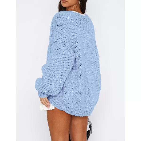 PRETTYGARDEN Womens Fall Open Front Cardigan Sweaters Long Sleeve Loose Fit Chunky Knit Outerwear Trendy Casual OutfitsLight Blue