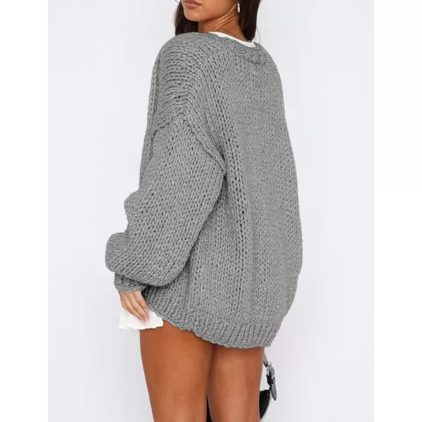 PRETTYGARDEN Womens Fall Open Front Cardigan Sweaters Long Sleeve Loose Fit Chunky Knit Outerwear Trendy Casual OutfitsLight Grey