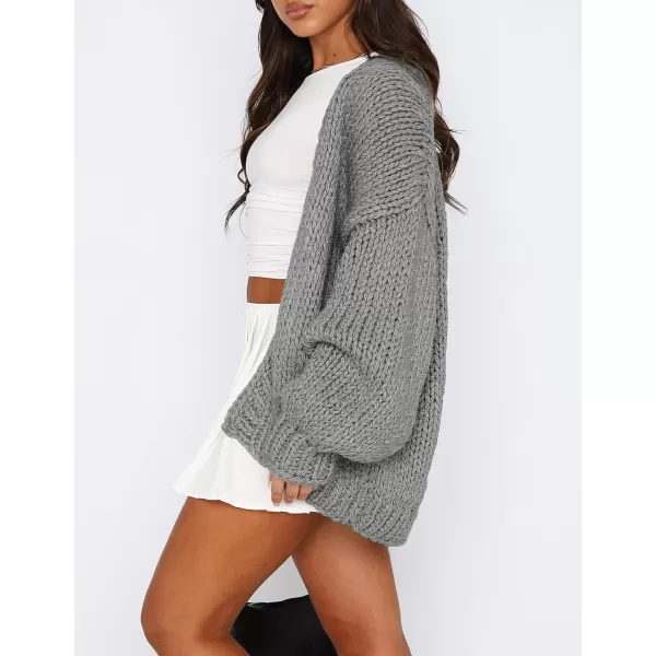 PRETTYGARDEN Womens Fall Open Front Cardigan Sweaters Long Sleeve Loose Fit Chunky Knit Outerwear Trendy Casual OutfitsLight Grey
