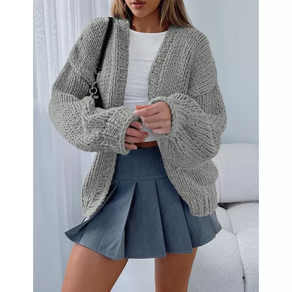 PRETTYGARDEN Womens Fall Open Front Cardigan Sweaters Long Sleeve Loose Fit Chunky Knit Outerwear Trendy Casual OutfitsLight Grey