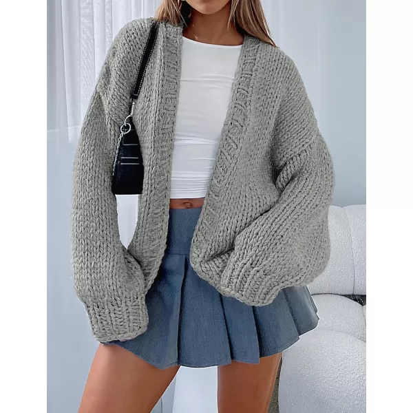 PRETTYGARDEN Womens Fall Open Front Cardigan Sweaters Long Sleeve Loose Fit Chunky Knit Outerwear Trendy Casual OutfitsLight Grey