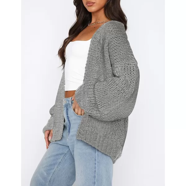 PRETTYGARDEN Womens Fall Open Front Cardigan Sweaters Long Sleeve Loose Fit Chunky Knit Outerwear Trendy Casual OutfitsLight Grey