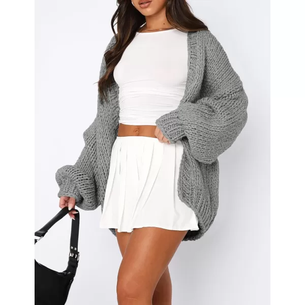 PRETTYGARDEN Womens Fall Open Front Cardigan Sweaters Long Sleeve Loose Fit Chunky Knit Outerwear Trendy Casual OutfitsLight Grey