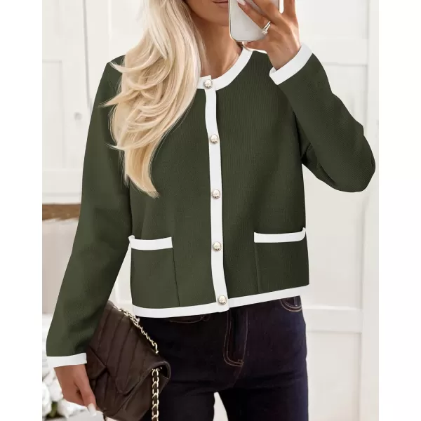 PRETTYGARDEN Womens Knit Cardigan Sweaters 2024 Fall Fashion Long Sleeve Button Down Shirts Tops BlouseArmy Green