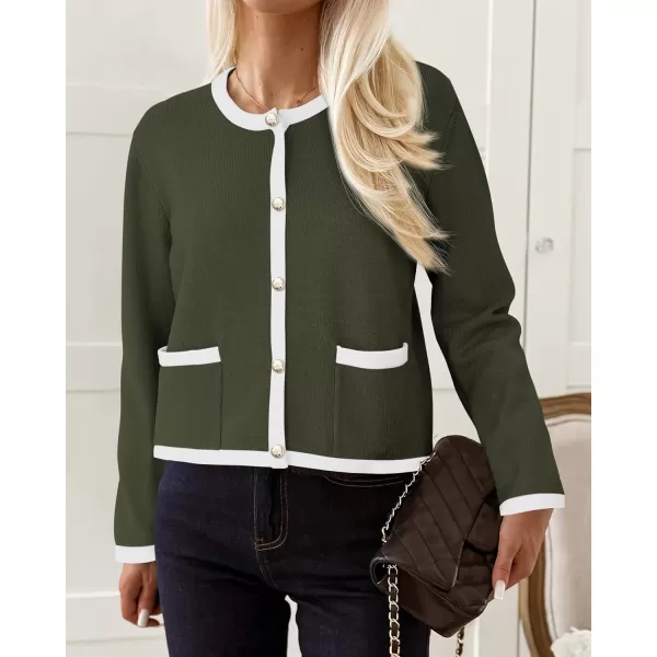 PRETTYGARDEN Womens Knit Cardigan Sweaters 2024 Fall Fashion Long Sleeve Button Down Shirts Tops BlouseArmy Green