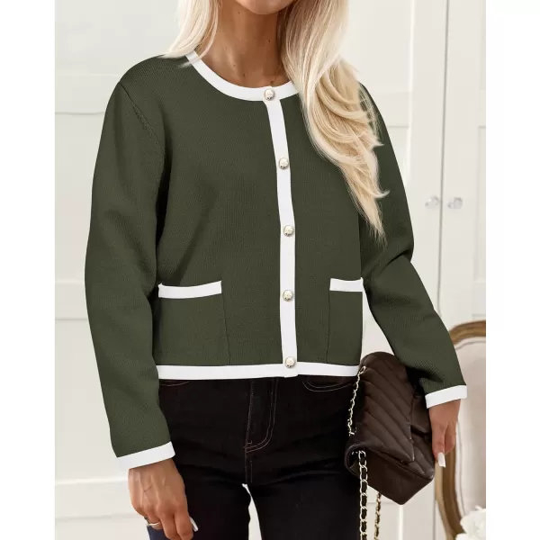 PRETTYGARDEN Womens Knit Cardigan Sweaters 2024 Fall Fashion Long Sleeve Button Down Shirts Tops BlouseArmy Green