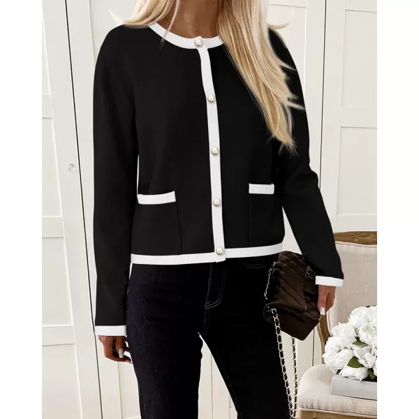 PRETTYGARDEN Womens Knit Cardigan Sweaters 2024 Fall Fashion Long Sleeve Button Down Shirts Tops BlouseBlack