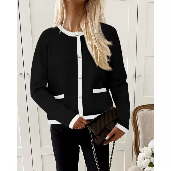 PRETTYGARDEN Womens Knit Cardigan Sweaters 2024 Fall Fashion Long Sleeve Button Down Shirts Tops BlouseBlack
