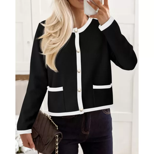 PRETTYGARDEN Womens Knit Cardigan Sweaters 2024 Fall Fashion Long Sleeve Button Down Shirts Tops BlouseBlack