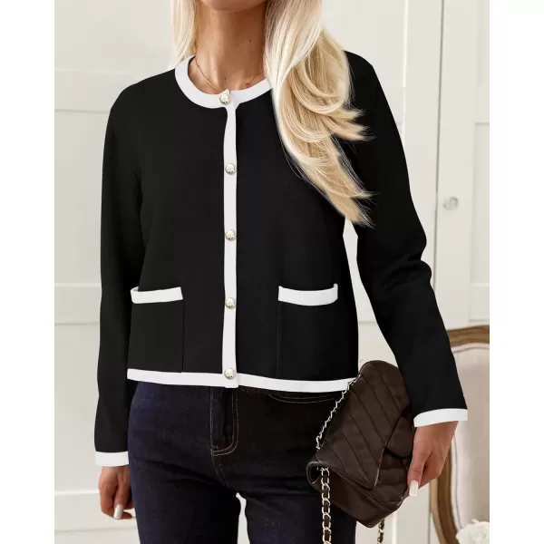 PRETTYGARDEN Womens Knit Cardigan Sweaters 2024 Fall Fashion Long Sleeve Button Down Shirts Tops BlouseBlack