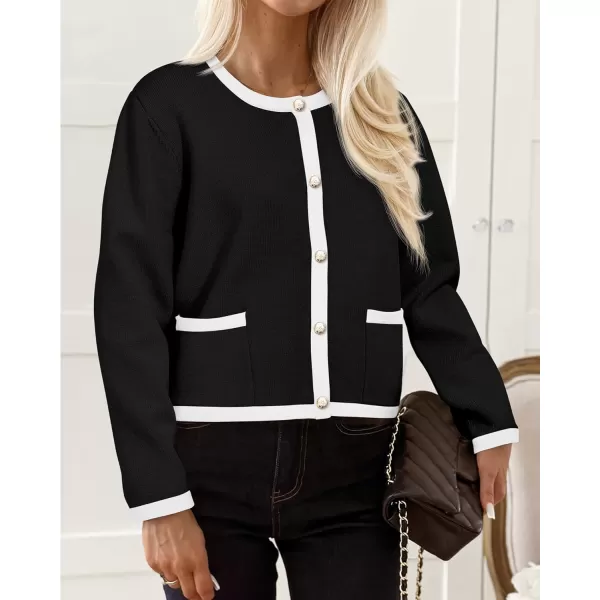 PRETTYGARDEN Womens Knit Cardigan Sweaters 2024 Fall Fashion Long Sleeve Button Down Shirts Tops BlouseBlack