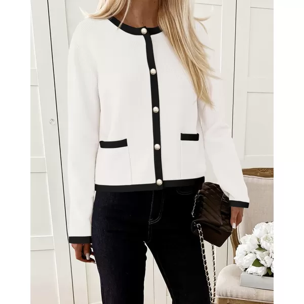 PRETTYGARDEN Womens Knit Cardigan Sweaters 2024 Fall Fashion Long Sleeve Button Down Shirts Tops BlouseWhite