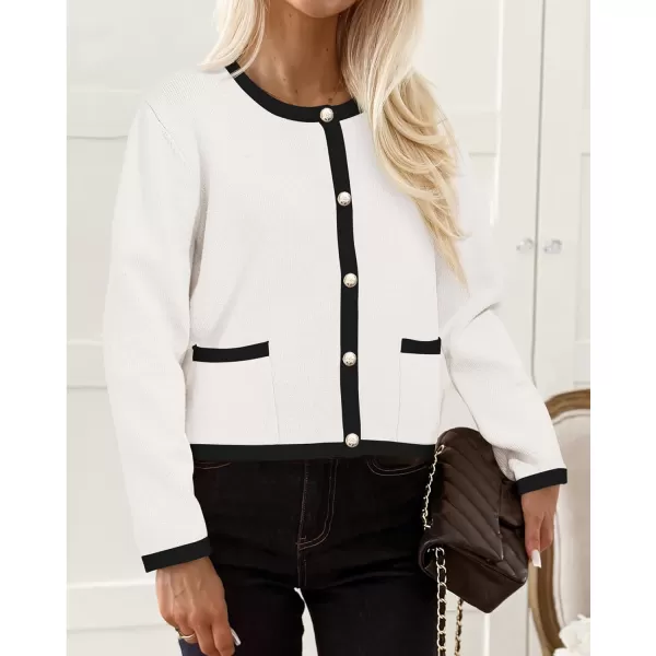 PRETTYGARDEN Womens Knit Cardigan Sweaters 2024 Fall Fashion Long Sleeve Button Down Shirts Tops BlouseWhite