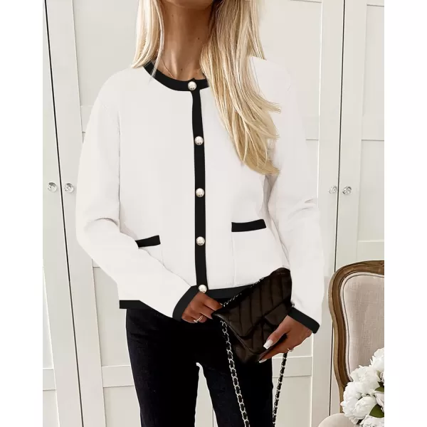 PRETTYGARDEN Womens Knit Cardigan Sweaters 2024 Fall Fashion Long Sleeve Button Down Shirts Tops BlouseWhite