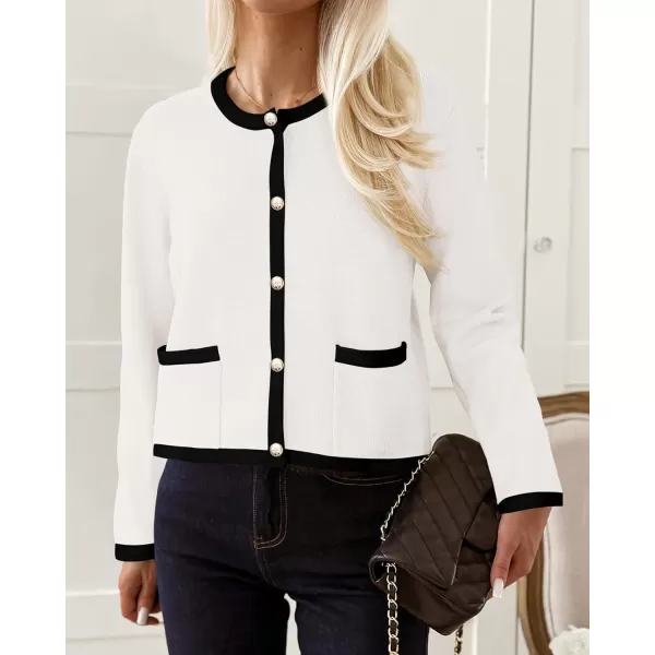 PRETTYGARDEN Womens Knit Cardigan Sweaters 2024 Fall Fashion Long Sleeve Button Down Shirts Tops BlouseWhite