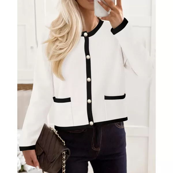 PRETTYGARDEN Womens Knit Cardigan Sweaters 2024 Fall Fashion Long Sleeve Button Down Shirts Tops BlouseWhite