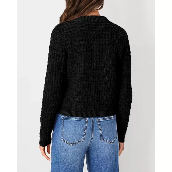 PRETTYGARDEN Womens Knit Cardigan Sweaters Casual Long Sleeve Open Front Button Down Trendy Jackets OuterwearBlack
