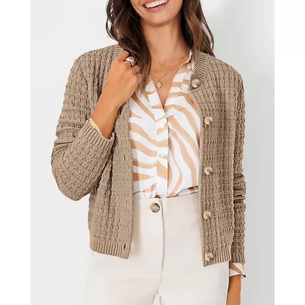 PRETTYGARDEN Womens Knit Cardigan Sweaters Casual Long Sleeve Open Front Button Down Trendy Jackets OuterwearCamel