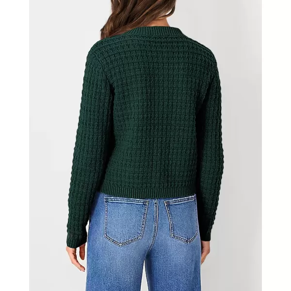 PRETTYGARDEN Womens Knit Cardigan Sweaters Casual Long Sleeve Open Front Button Down Trendy Jackets OuterwearDark Green