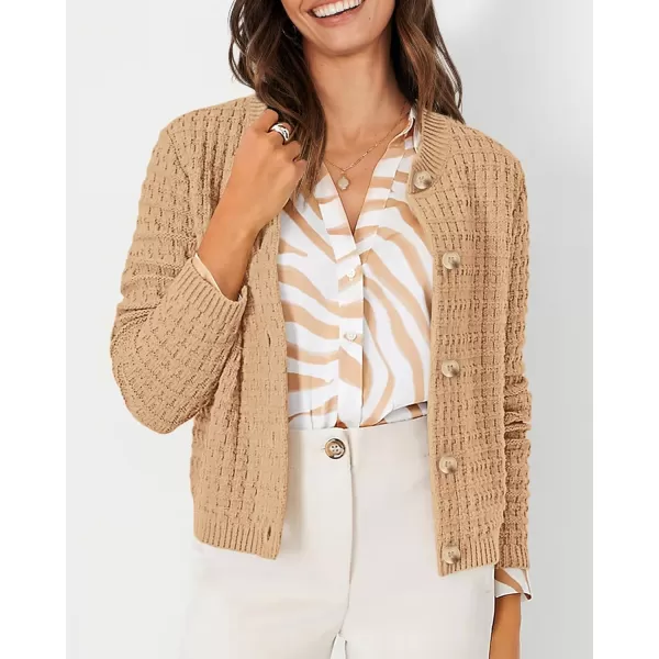 PRETTYGARDEN Womens Knit Cardigan Sweaters Casual Long Sleeve Open Front Button Down Trendy Jackets OuterwearKhaki