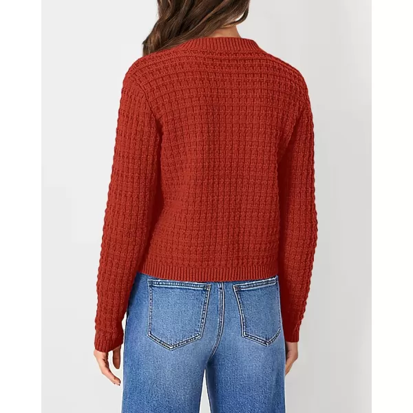 PRETTYGARDEN Womens Knit Cardigan Sweaters Casual Long Sleeve Open Front Button Down Trendy Jackets OuterwearOrange Red