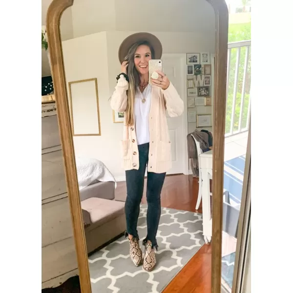 PRETTYGARDEN Womens Open Front Cardigan Sweaters Fashion Button Down Cable Knit Chunky Outwear CoatsBeige
