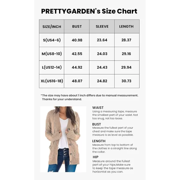 PRETTYGARDEN Womens Open Front Cardigan Sweaters Fashion Button Down Cable Knit Chunky Outwear CoatsPink