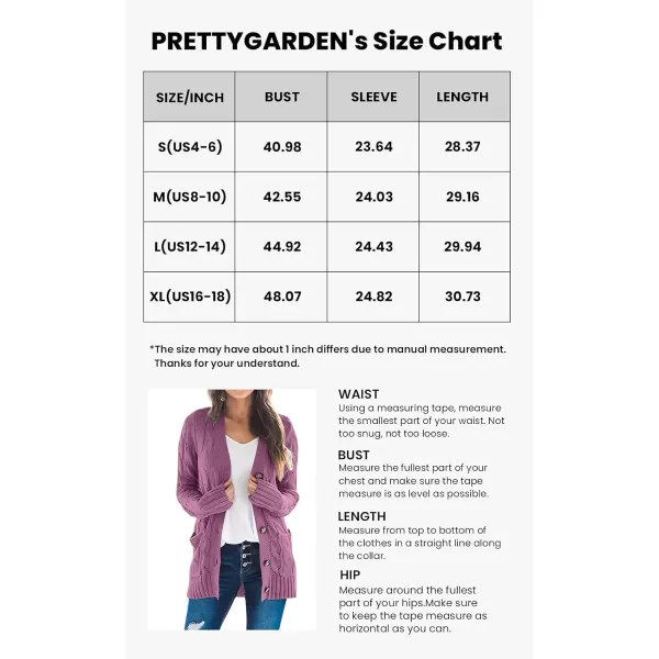 PRETTYGARDEN Womens Open Front Cardigan Sweaters Fashion Button Down Cable Knit Chunky Outwear CoatsPurple