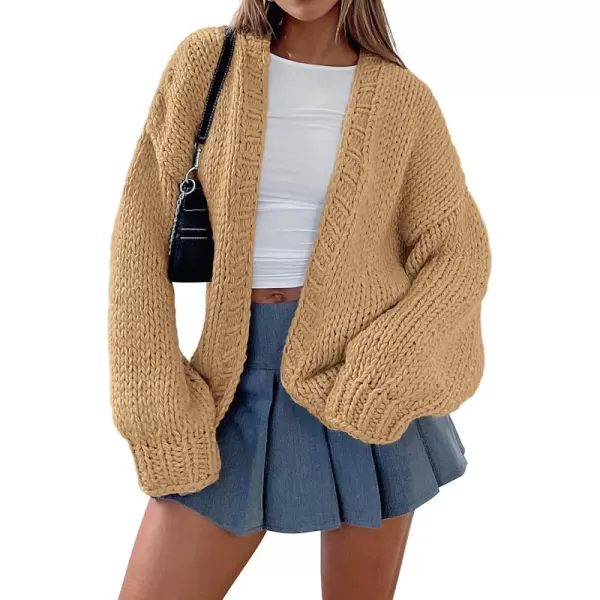PRETTYGARDEN Womens Fall Open Front Cardigan Sweaters Long Sleeve Loose Fit Chunky Knit Outerwear Trendy Casual OutfitsKhaki
