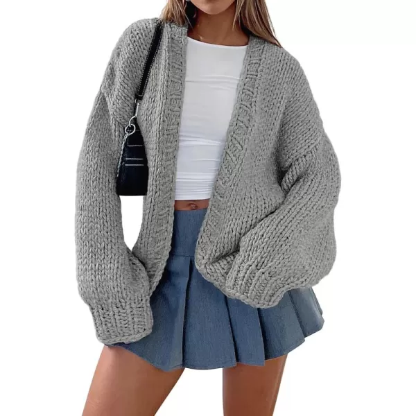 PRETTYGARDEN Womens Fall Open Front Cardigan Sweaters Long Sleeve Loose Fit Chunky Knit Outerwear Trendy Casual OutfitsLight Grey