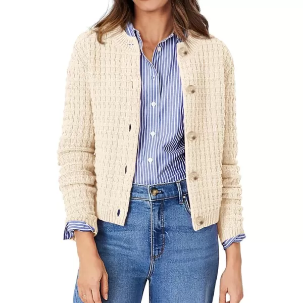 PRETTYGARDEN Womens Knit Cardigan Sweaters Casual Long Sleeve Open Front Button Down Trendy Jackets OuterwearBeige