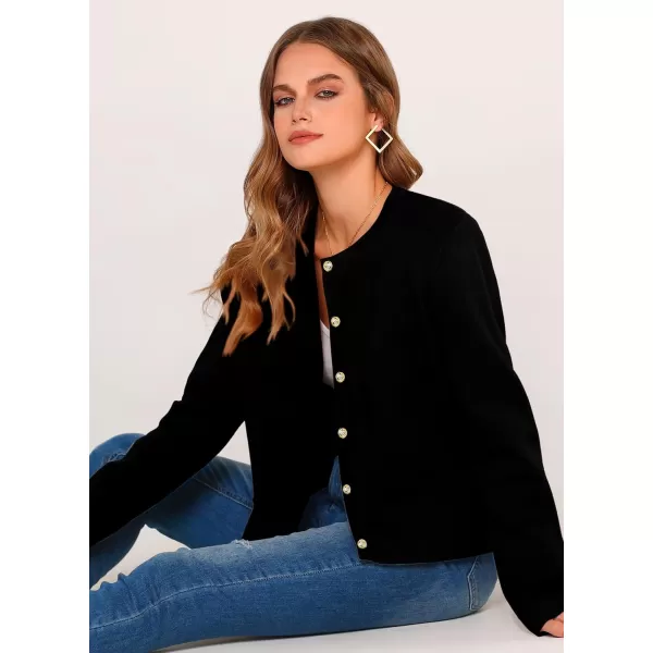 PRETTYGARDEN Womens 2024 Winter Cardigan Sweaters Button Down Open Front Long Sleeve Knit Cardigans Shirt Trendy OuterwearBlack