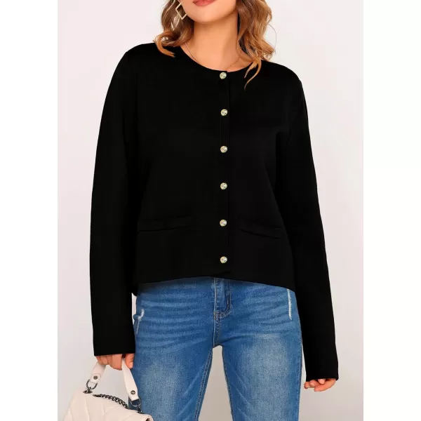 PRETTYGARDEN Womens 2024 Winter Cardigan Sweaters Button Down Open Front Long Sleeve Knit Cardigans Shirt Trendy OuterwearBlack