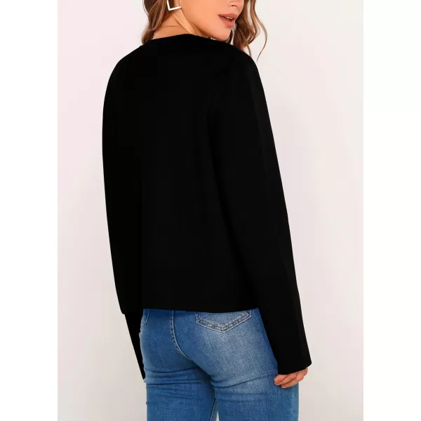 PRETTYGARDEN Womens 2024 Winter Cardigan Sweaters Button Down Open Front Long Sleeve Knit Cardigans Shirt Trendy OuterwearBlack