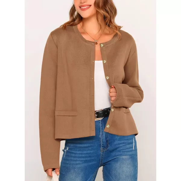 PRETTYGARDEN Womens 2024 Winter Cardigan Sweaters Button Down Open Front Long Sleeve Knit Cardigans Shirt Trendy OuterwearKhaki