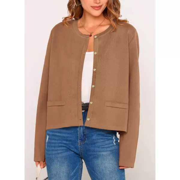 PRETTYGARDEN Womens 2024 Winter Cardigan Sweaters Button Down Open Front Long Sleeve Knit Cardigans Shirt Trendy OuterwearKhaki