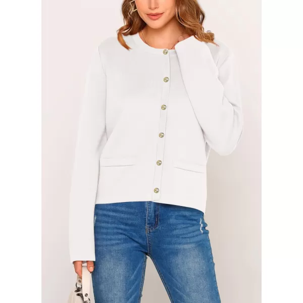 PRETTYGARDEN Womens 2024 Winter Cardigan Sweaters Button Down Open Front Long Sleeve Knit Cardigans Shirt Trendy OuterwearWhite